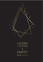 Merry Christmas and Happy New Year. Vector modern template card. Abstract geometric christmas tree.