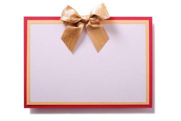 Christmas greetings card gold bow decoration red border