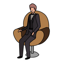 businessman sitting in chair avatar character