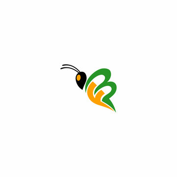 FB F B Initial Green Yellow Bee Logo Vector