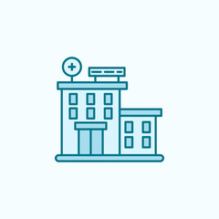 Obraz premium hospital building 2 colored line icon. Simple colored element illustration. hospital building outline symbol design from canser set