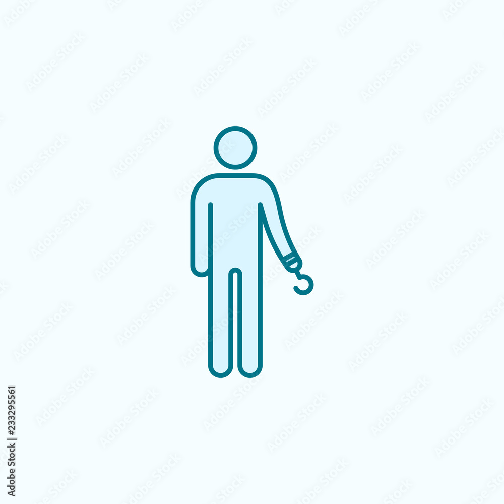 Wall mural one armed man 2 colored line icon. simple colored element illustration. one armed man outline symbol