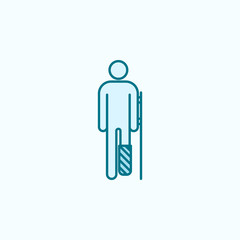 broken leg 2 colored line icon. Simple colored element illustration. broken leg outline symbol design from disabled set