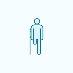 Fototapeta na wymiar one legged man 2 colored line icon. Simple colored element illustration. one legged man outline symbol design from disabled set