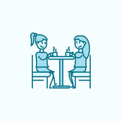 sharing coffee drinking 2 colored line icon. Simple colored element illustration. sharing coffee drinking outline symbol design from friendship set