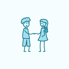 friendship between boy and girl 2 colored line icon. Simple colored element illustration. friendship between boy and girl outline symbol design from friendship set