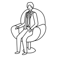 businessman sitting in chair avatar character