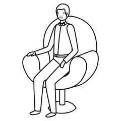businessman sitting in chair avatar character