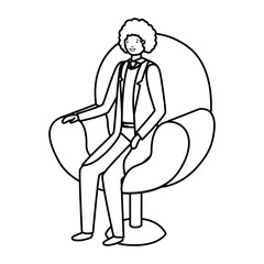 businessman sitting in chair avatar character