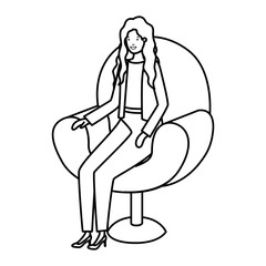 businesswoman sitting in chair avatar character