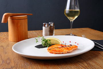 Tasty grilled salmon steak