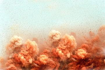 Rock particle in the air after the blast