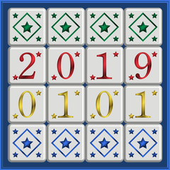2019 年号 パズル 年賀状 パーツ