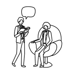 couple of business with speech bubble