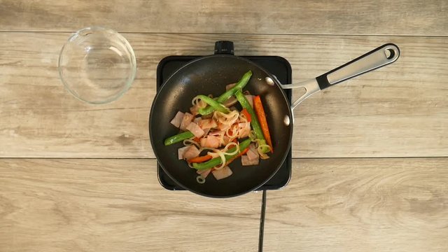 Close Up, Cooking Western Omelet Ingredients