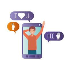 Fototapeta premium young man in smartphone avatar character
