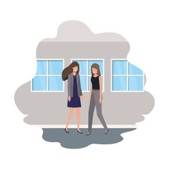 Obraz premium businesswomen with wall and windows avatar character