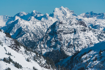 Beautiful Snowy Mountains in the Northern Cascades