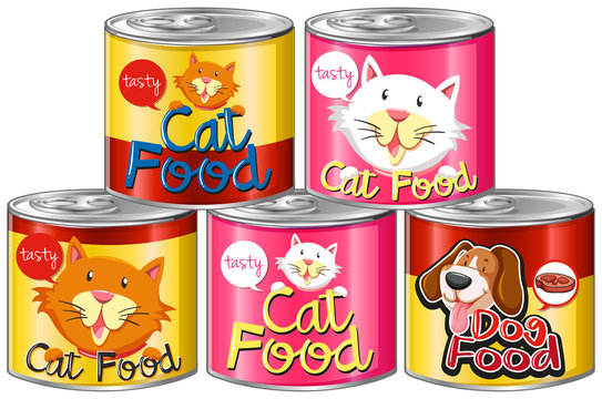 Set of canned pet food