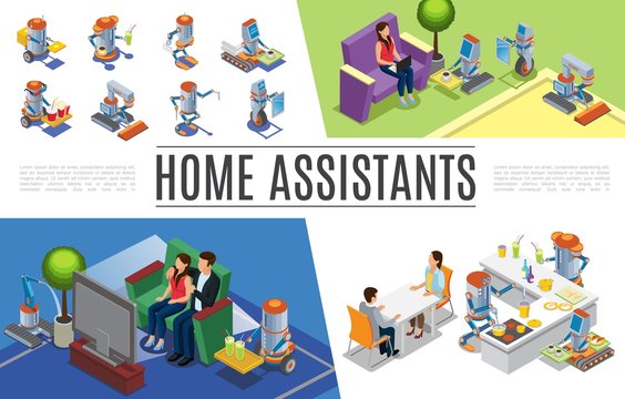 Isometric Robotic Home Assistants Collection