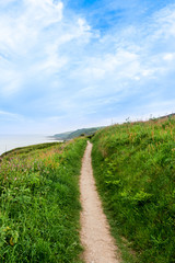 Fototapeta na wymiar Coastal path in Portscatho, Roseland Peninsula, Cornwall, UK