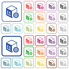 Worldwide package transportation outlined flat color icons