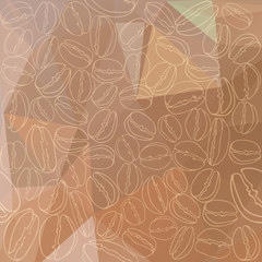 Abstract polygonal background with coffee beans. 