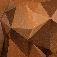 Abstract polygonal background with coffee beans. 