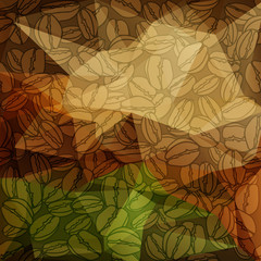 Abstract polygonal background with coffee beans. 