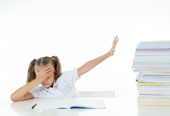 Stressed school girl feeling frustrated and unable to concentrate in her studies