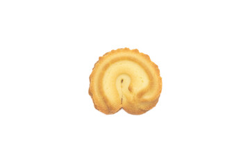 top view of a butter cookie on white background