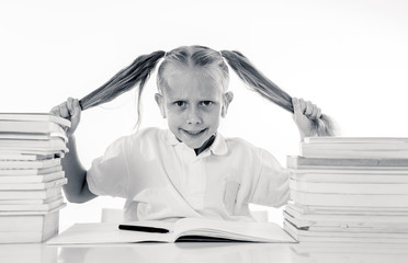 Stressed school girl feeling frustrated and unable to concentrate in her studies