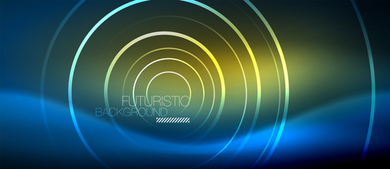 Neon glowing circles background