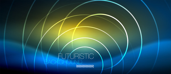 Neon glowing circles background