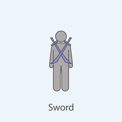 man with sword 2 colored line icon. Simple colored element illustration. Outline symbol design from man with bag set