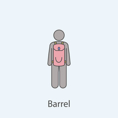 man with barrel 2 colored line icon. Simple colored element illustration. Outline symbol design from man with bag set