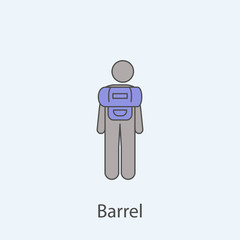 man with barrel 2 colored line icon. Simple colored element illustration. Outline symbol design from man with bag set