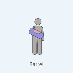 man with barrel 2 colored line icon. Simple colored element illustration. Outline symbol design from man with bag set