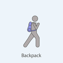 man with backpack 2 colored line icon. Simple colored element illustration. Outline symbol design from man with bag set