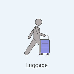 man and suitcase with wheels 2 colored line icon. Simple colored element illustration. Outline symbol design from man with bag set