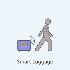 man with smart luggage 2 colored line icon. Simple colored element illustration. Outline symbol design from man with bag set