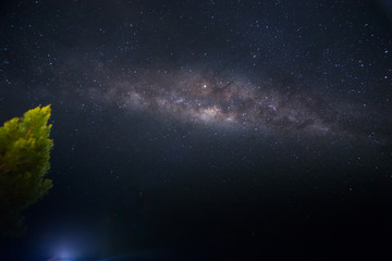 Amazing beautiful of night sky Milky Way Galaxy Of Sabah, Borneo. (Long exposure photograph, with grain.Image contain certain grain or noise and soft focus.)