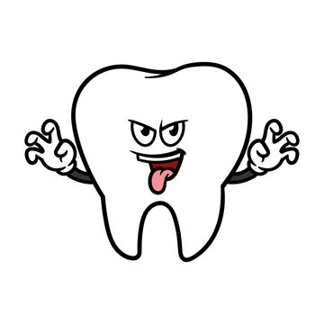 Cartoon Scaring Tooth Character