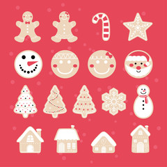 Fototapeta na wymiar merry christmas gingerbread illustration set