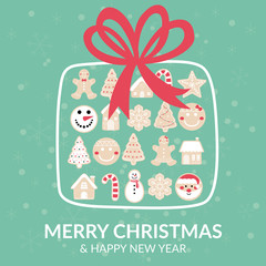 merry christmas gingerbread box greeting card