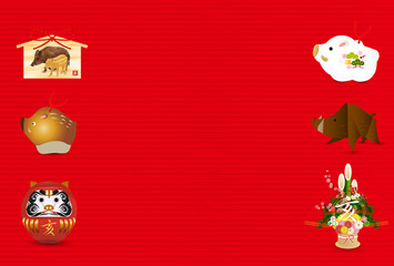 亥　和紙　年賀状　背景 