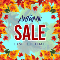 Vivid design of modern banner with bright leaves in design and autumn sale advertisement