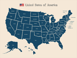 Fototapeta na wymiar USA map vector 