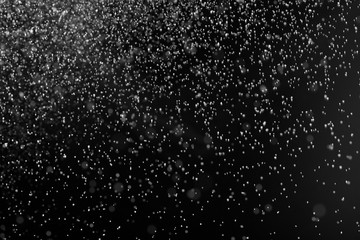 Falling Snow down On The Black Background