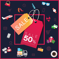 Shopping Online on Mobile Phone Vector